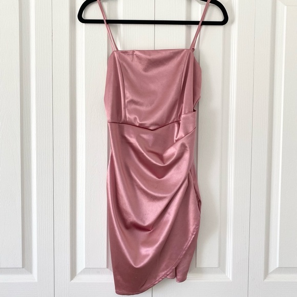 Emerald Sundae Dresses & Skirts - Emerald Sundae Pink Satin Mini Dress